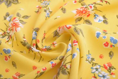 Viscose fabric in yellow with flower print TU20578 (4)