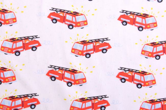 Cotton knitwear in white color with firefighter print KC1576-050D
