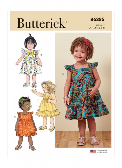 Butterick cut for baby dresses in size 1/2-4 B6885-A