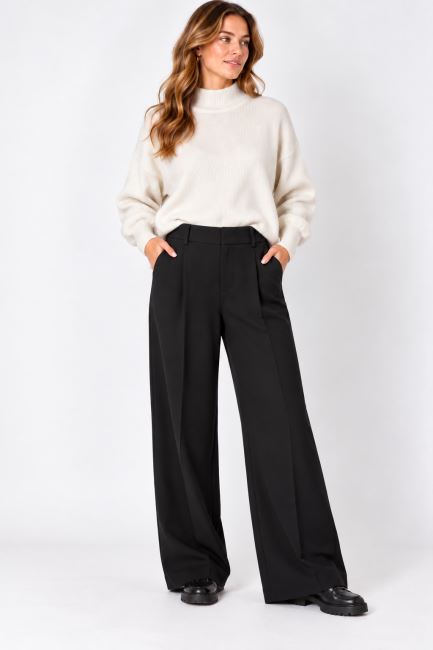 Wide black trousers in size L ITA-KC03