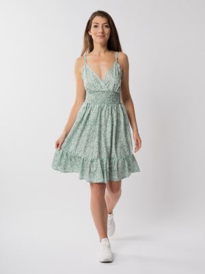 Summer dress on straps with a print of small flowers SAT01