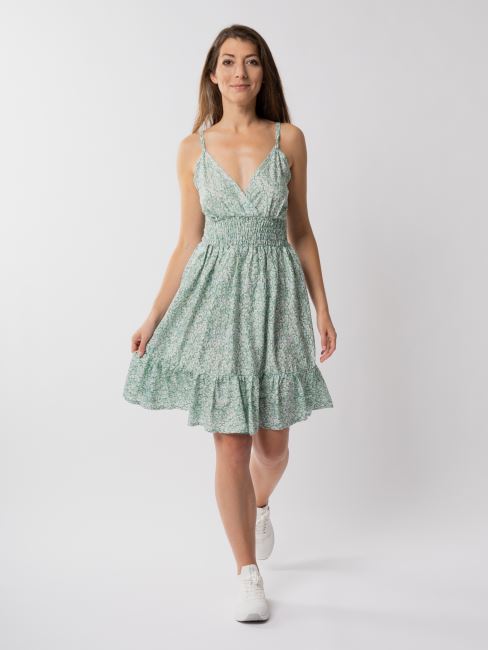 Summer dress on straps with a print of small flowers SAT01