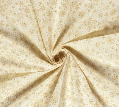 Christmas fabric made of cotton in cream color with a print of golden snowflakes 60554/051 (4)