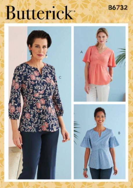 Butterick cut for women's blouse in size 32-40 B6732-A5