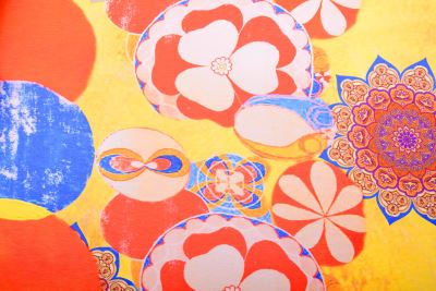 Viscose poplin in yellow color with digital print of flowers and ornaments S1981R-3682 (2)