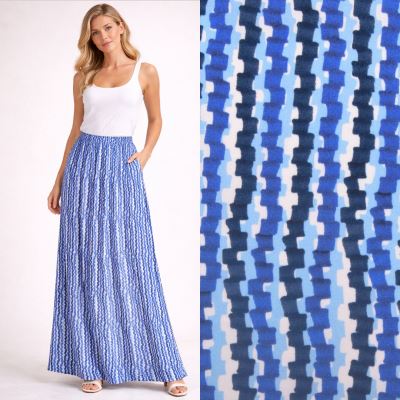 Viscose fabric with decorative geometric print TF345