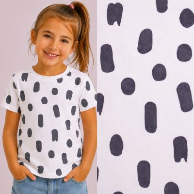 Cream-colored cotton knit with a line print TU129636