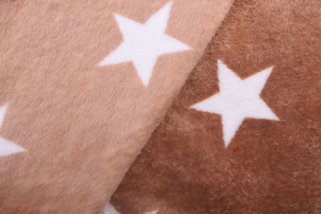 Wellness fleece in dark beige with star print S2458R-3690