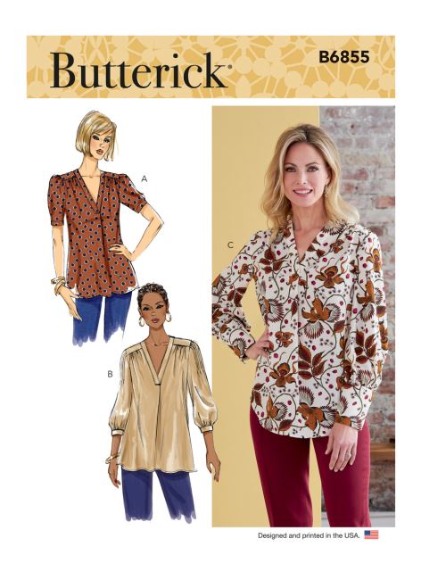 Butterick cut for women's blouse in sizes XS-XXL B6855-A