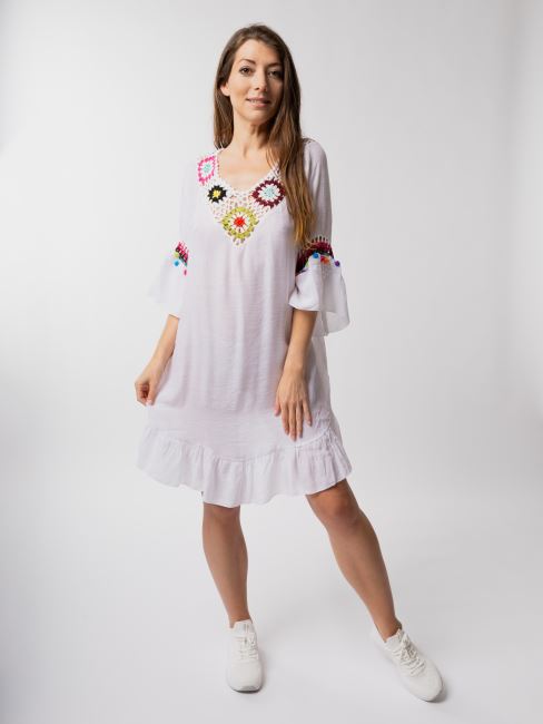 Summer beach dress in white with embroidery SAT15