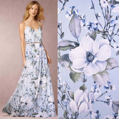 Functional knitwear Venezia in blue with digital flower print Z044