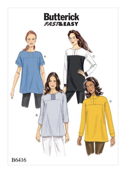 Butterick cut for women's tunic in size 32-40 B6416-A5