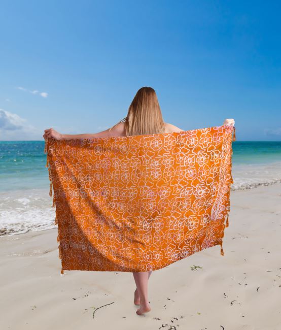 Pareo/sarong with batik flower print BALI157