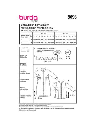 Cut for a loose shirt dress with sleeves and a shirt in size 46-60 5693 (1)