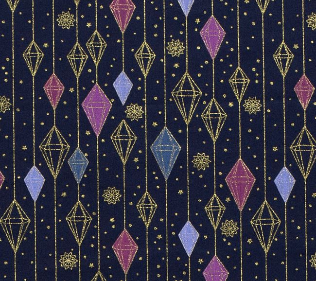 Christmas fabric made of cotton in blue with a print of ornaments 20738/008