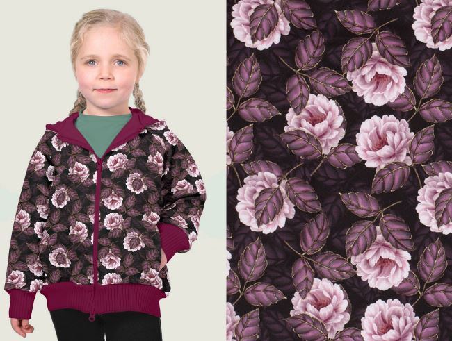Softshell with digital flower print in burgundy color 20425/014