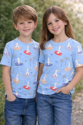 Cotton knitwear in blue with goose print 21847/003 (4)