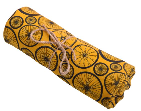 Roll of cotton knit in yellow color with wheel print RO17763/034