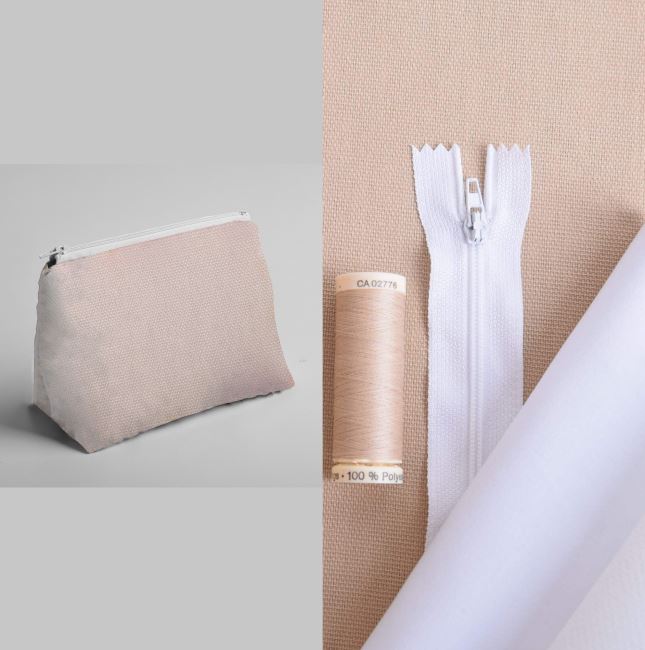 Set for sewing a cosmetic bag in beige color KT005