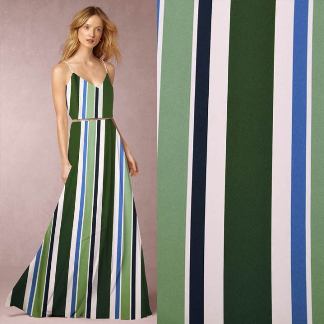 Blouse/dress with green stripe print TF221