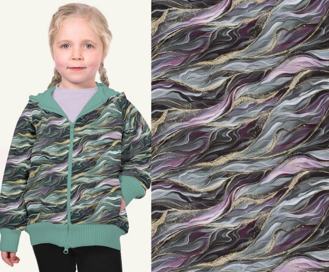 Softshell in green color with digital print of colored waves 20426/022