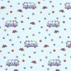 Cotton knit in blue with hippie bus print 21817/002