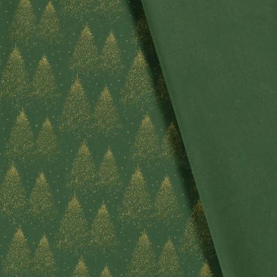 Christmas cotton fabric in green with a print of golden trees 20705/025 (2)