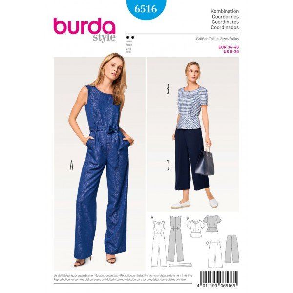 Overall, trousers and blouse cut 6516