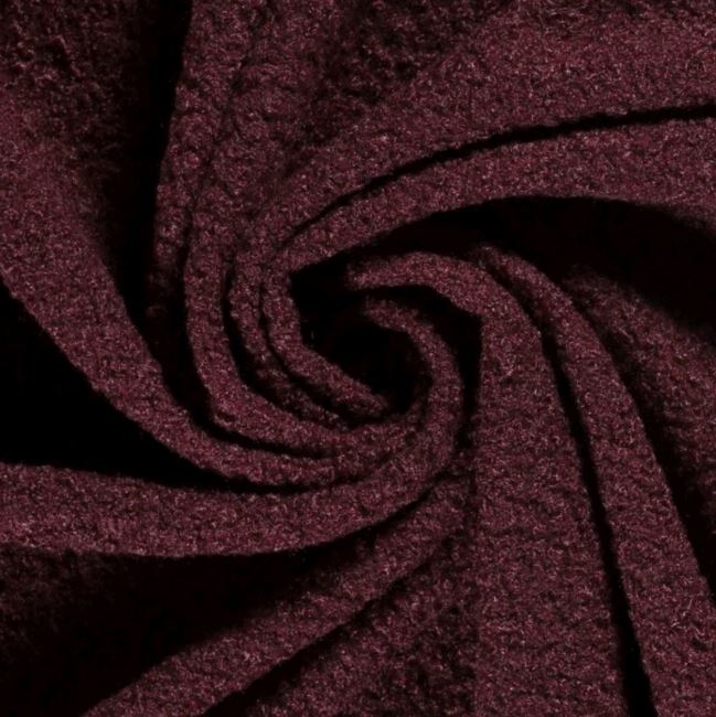 Coat fabric boucle in dark wine color 20057/019