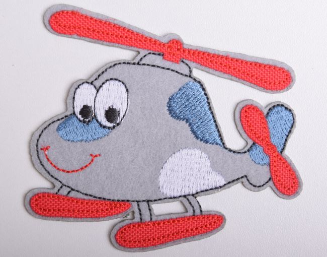 Iron-on patch with a gray airplane motif K-H20-LŠ
