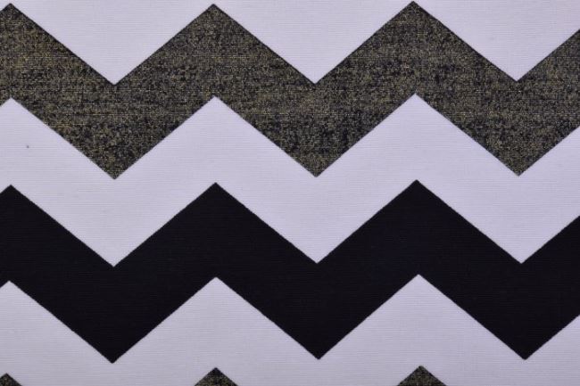 Decorative fabric with golden zigzag print 1291/080