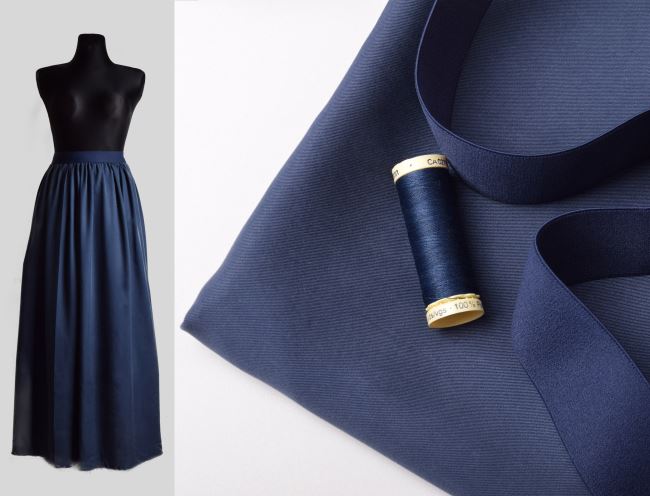 Set for Tencel skirt in blue color TS001