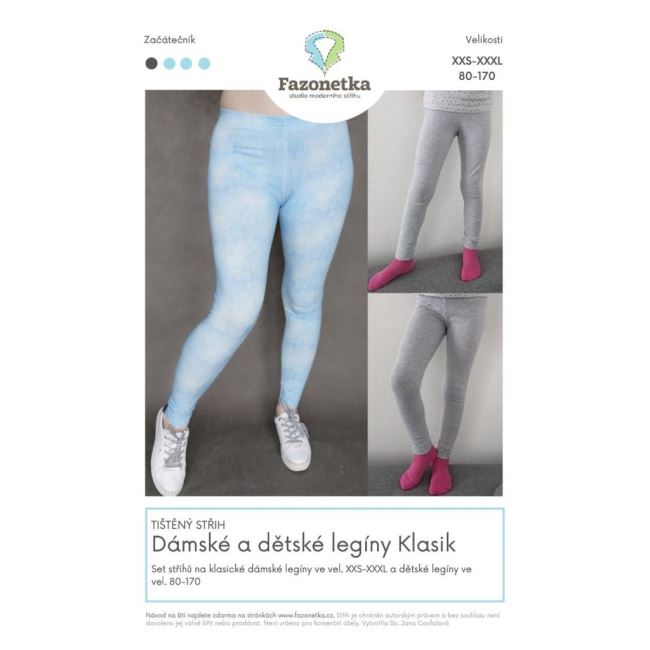 Printed cut Fazonetka for women's and children's leggings Klasik size 80-170 and XXS-XXXL FA050