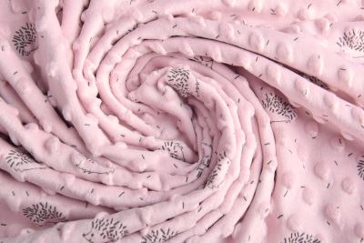 Minky fleece in pink color with hedgehog print 15875/092 (3)