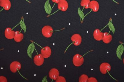 Stretch knit in black with cherry print TF5444 (2)