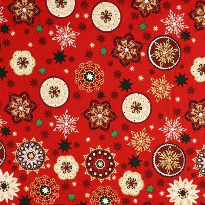 Christmas cotton fabric in red with a thematic print 61065/050 Christmas cotton fabric in red with a thematic print 61065/050