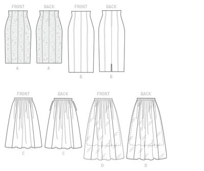Butterick cut for women's skirts in size 42-50 B6326-F5 (1)