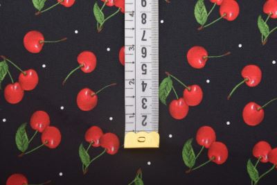 Stretch knit in black with cherry print TF5444 (3)