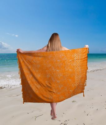 Pareo/sarong with batik flower and ornament print BALI125