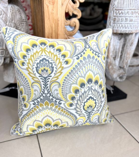 Cushion cover from Bali in cream color with decorative ornaments size 50x50 cm BALI24