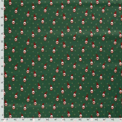 Christmas cotton fabric in green with a print of an elf and stars 20731/025 (2)
