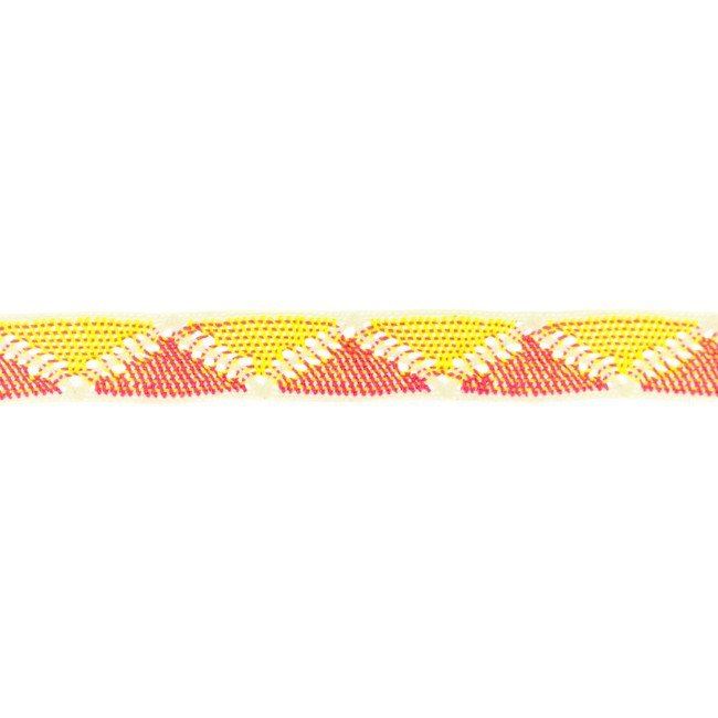 Cotton woven ribbon with zigzag pattern in orange and yellow 33210