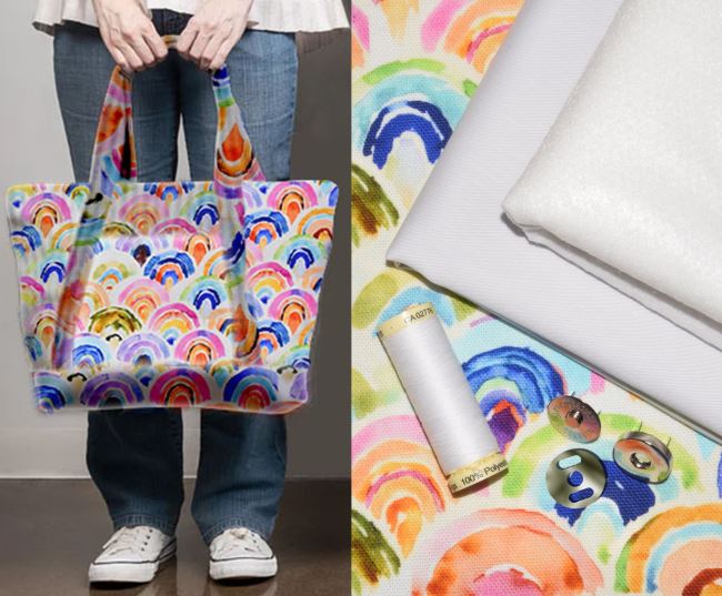 Set for sewing a large bag with a rainbow print STA01