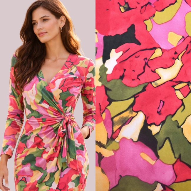 Stretch knit with abstract flower print TF550