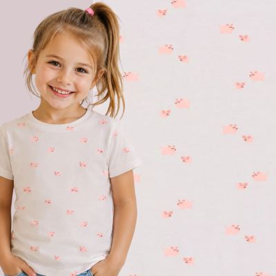 Cotton knit in light gray with piggy print 21851/061 Cotton knit in light gray with piggy print 21851/061