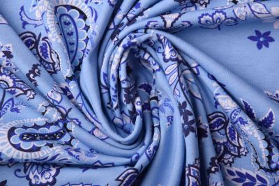 Viscose knitwear in blue color with folkloric flower print 23740 (4)