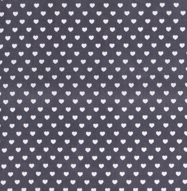 Cotton fabric in gray color with heart print 01264/068