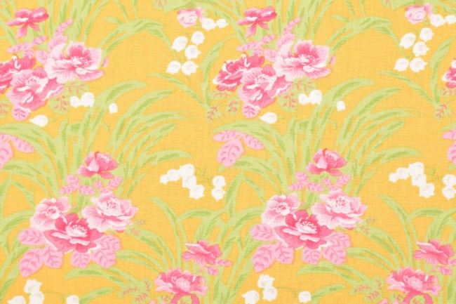 American yellow patchwork cotton with flowers 199PYOPM/84