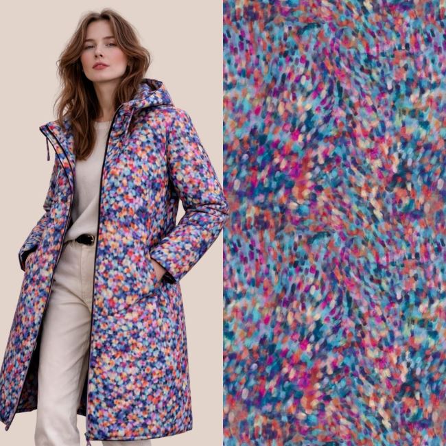 Softshell with digital colorful abstract polka dot print 20441/004