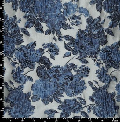 Social jacquard fabric in silver color with plastic flower pattern 23187/690 (3)